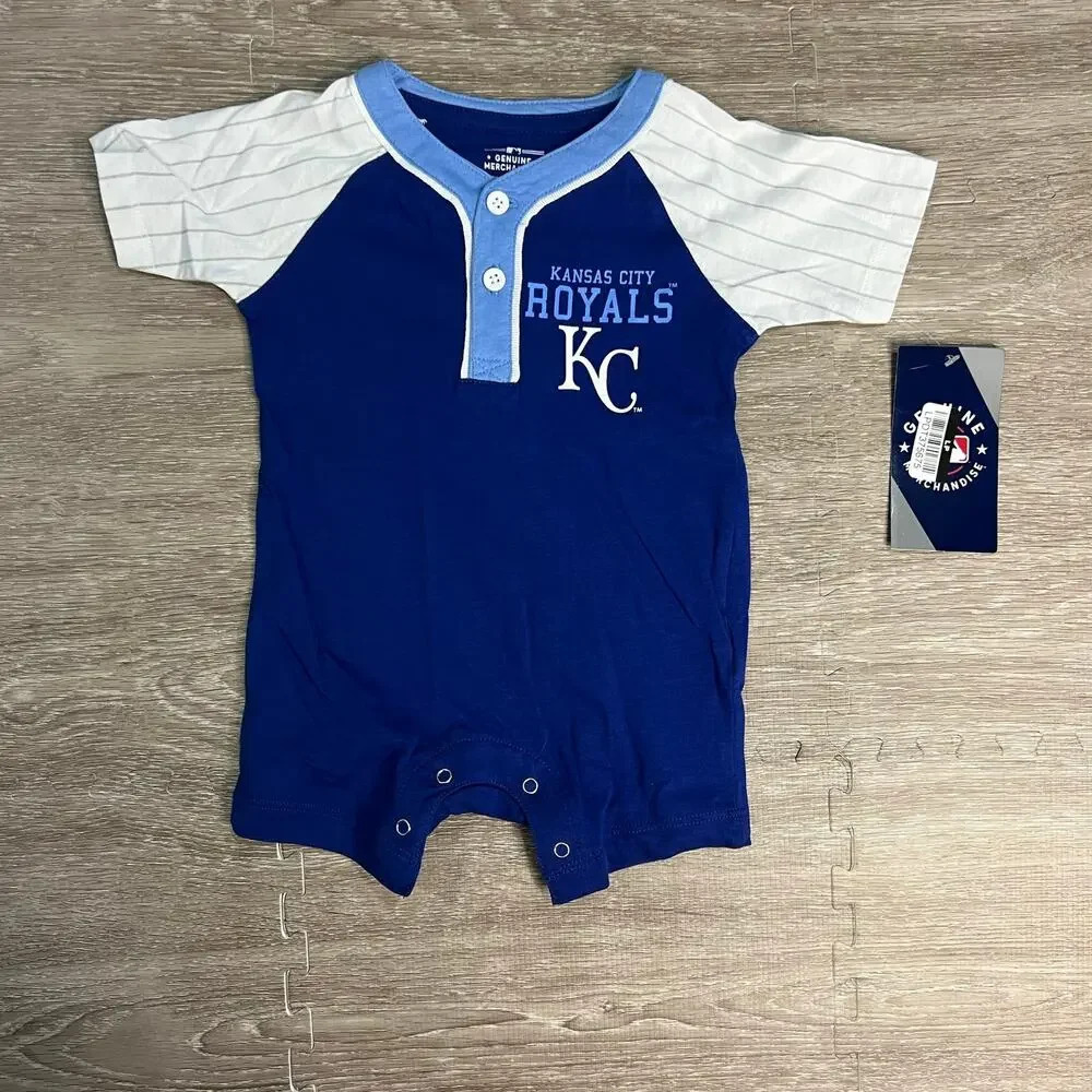 NWT MLB Kansas City Royals Boys'‎ 3-6M Short Sleeve Romper Blue